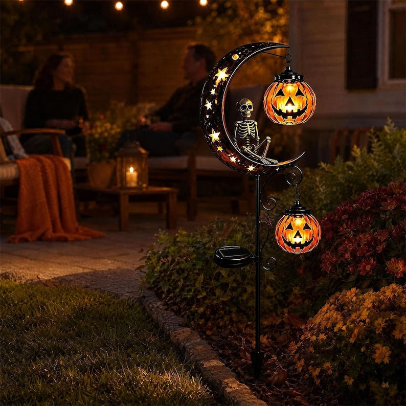 Solar Halloween Garden Stake,Ghost Pumpkin Lanterns Yard Light, Outdoor Fall Pathway Decor, Holiday Garden Gift, Halloween Gift