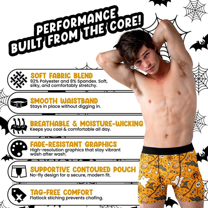 Random Stock Apparel Halloween Icons Boxer Briefs Mens Ghost Pumpkin Underwear