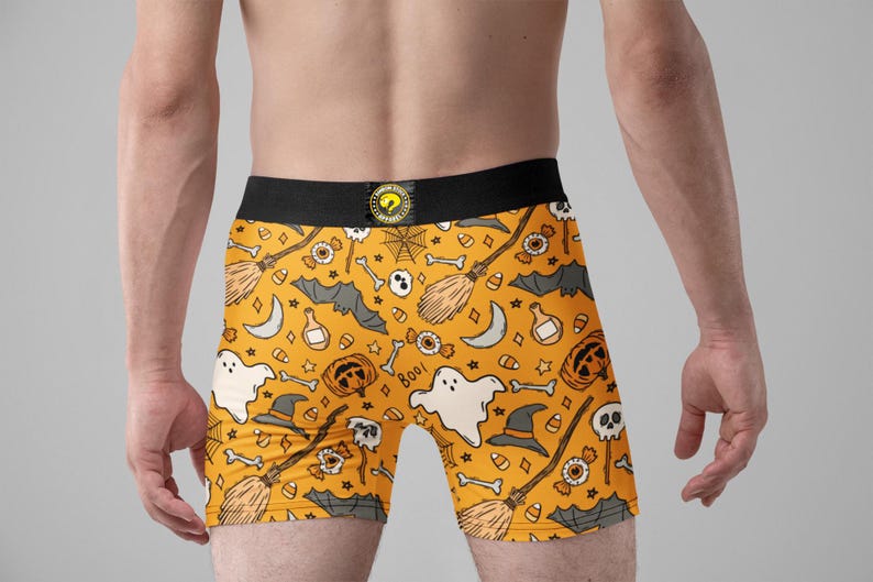 Random Stock Apparel Halloween Icons Boxer Briefs Mens Ghost Pumpkin Underwear