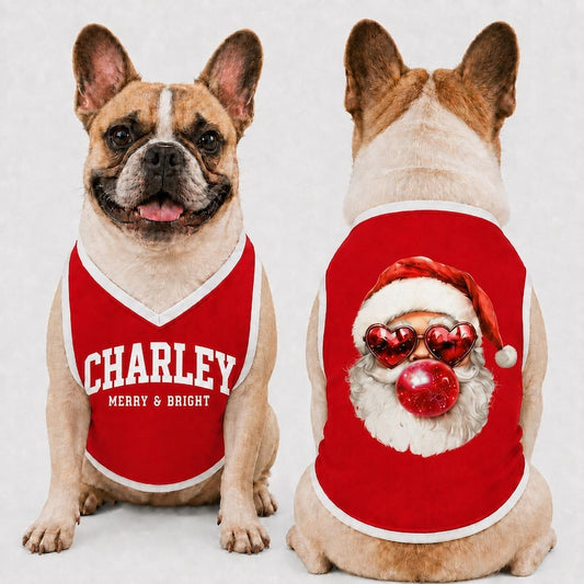 Personalized Christmas Pet Jersey, Santa Bubble Gum Dog Shirt, Ugly Christmas Dog Shirt, Xmas Dog Outfit, Pet Christmas Clothes, Pet Dad Mom