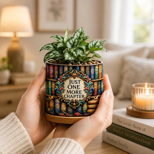 Vintage Bookshelf Library Plant Pot, Bookish Gifts For Reader, Book Lover Birthday Gift, Back To School Teacher Appreciation Gift, Book Club