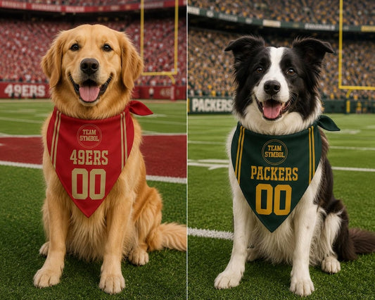 Personalized Pet Bandana, Football Team Pet Scarf, Custom Name and Number Pet Bandana Gift for Dogs Cats Pet Lovers