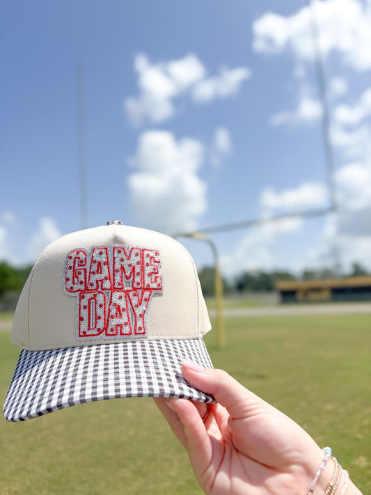 Custom Game Day Hat | Gingham Brim Hat | Football Season Hat | Tailgate Hat | College Game Day