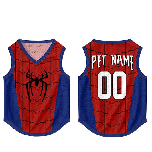 Custom Spider-Pet Jersey, Personalized Outfit for Dogs Cats, Spiderman Brand New Day Pet Mess Jersey Name Number Sportswear Pet Jersey