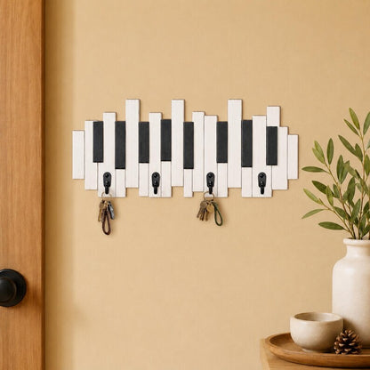 Piano Keys Wooden Key Holder: Musician Wall Hook Gift, Music Lover Gift