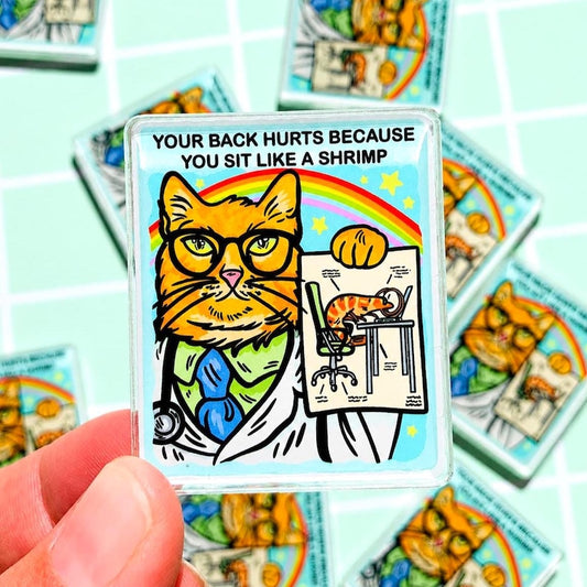 Funny Cat Magnet Nurse Gift Idea Doctor Meme Magnet Goofy Chiropractor Gift Chiro Locker Decor Sarcastic Humor Chronic Back Pain Joke Silly
