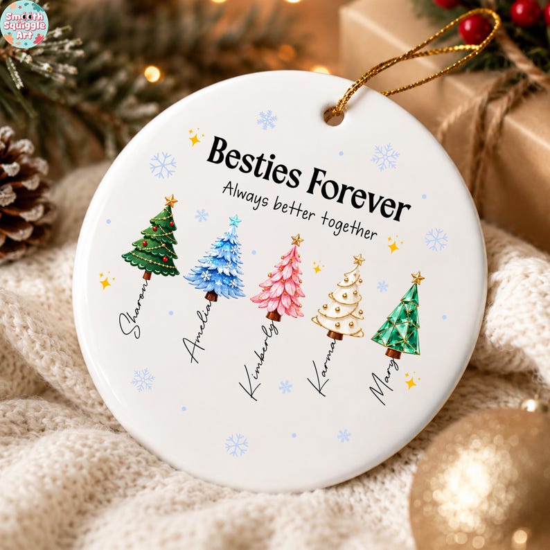 Custom Besties Name Glass Ornament 2026, Personalized Best Friends Christmas Tree Keepsake, Sisters Christmas Gift, BFF Gift