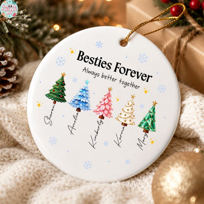 Custom Besties Name Glass Ornament 2026, Personalized Best Friends Christmas Tree Keepsake, Sisters Christmas Gift, BFF Gift