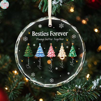 Custom Besties Name Glass Ornament 2026, Personalized Best Friends Christmas Tree Keepsake, Sisters Christmas Gift, BFF Gift