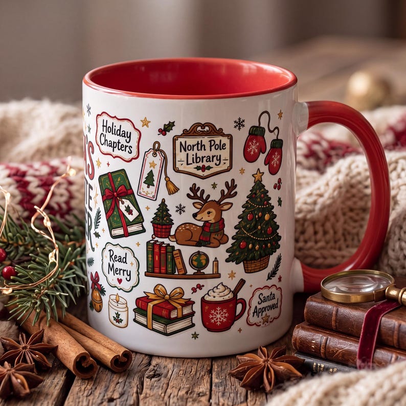 Santa's Favorite Reader Mug, Funny Bookworm Christmas Mug, Nice List Reader Gift, Cozy Book Lover Mug, Christmas Reading Mug