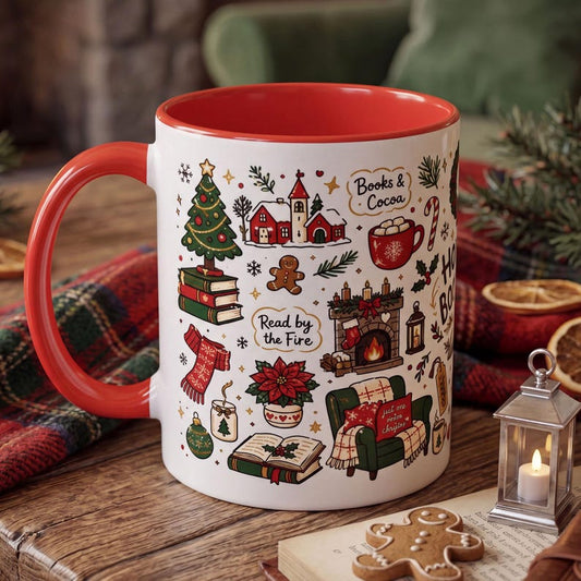 Holiday Book Club Mug, Cozy Reading Christmas Mug, Bookworm Holiday Gift, Book Lover Coffee Mug, Christmas Reading Mug, Cozy Reader Gift