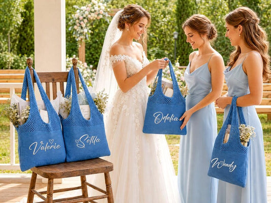 Custom Embroidered Name Knitted Beach Bag, Personalized Beach Tote Bags, Bridesmaid Gifts, Women  Vacation  Bag, Bachelorette, Gift for Her