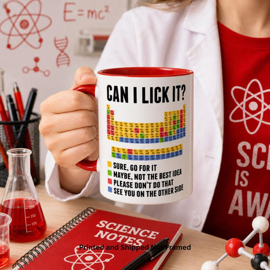 Funny Periodic Table Mug, Can I Lick It, Chemistry Science Teacher Cup (11, 15oz)
