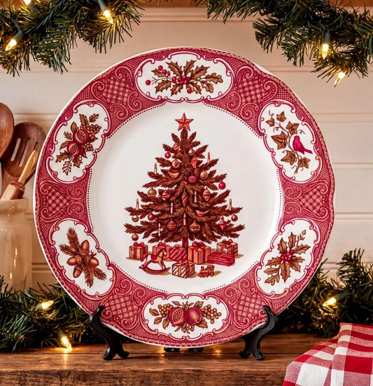 Festive Christmas Tree Elegant & Chic Decorative Plate | Holiday Home Decor, Cabin and Dorm Room Accents