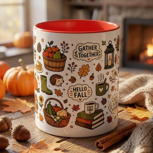 Hello Fall Mug, Cozy Autumn Coffee Mug, Harvest Season Mug, Thanksgiving Coffee Cup, Pumpkin Lover Gift, Cozy Fall Decor Mug, Fall Lover Mug