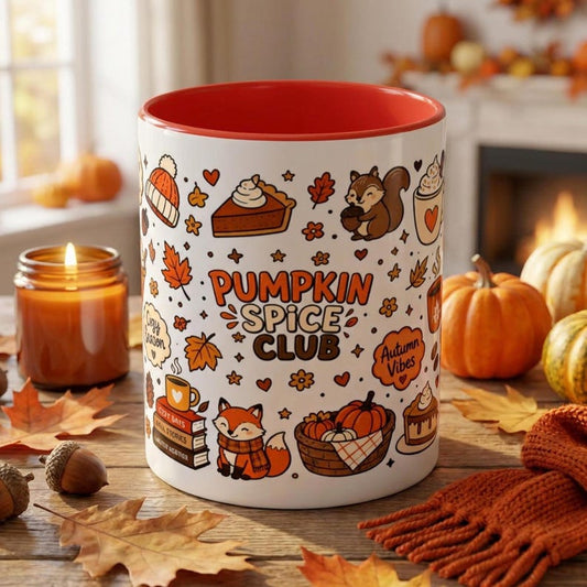 Pumpkin Spice Club Mug, Cute Fall Coffee Mug, Autumn Coffee Cup, Cozy Season Gift, Thanksgiving Mug, Pumpkin Lover Gift. Pumpkin Spice Mug