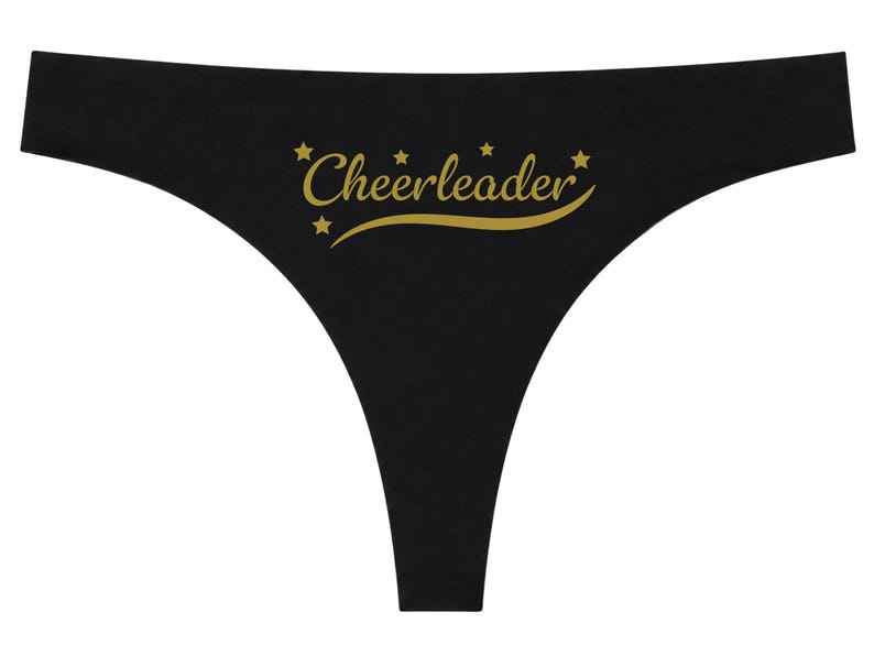 Cheerleader Black Thong | Funny Women's Underwear | Gold Slogan Lingerie | Cheer Gift | Bachelorette | Hen Party