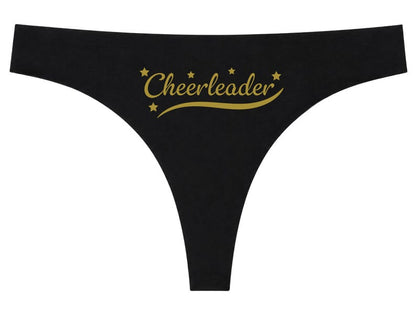 Cheerleader Black Thong | Funny Women's Underwear | Gold Slogan Lingerie | Cheer Gift | Bachelorette | Hen Party