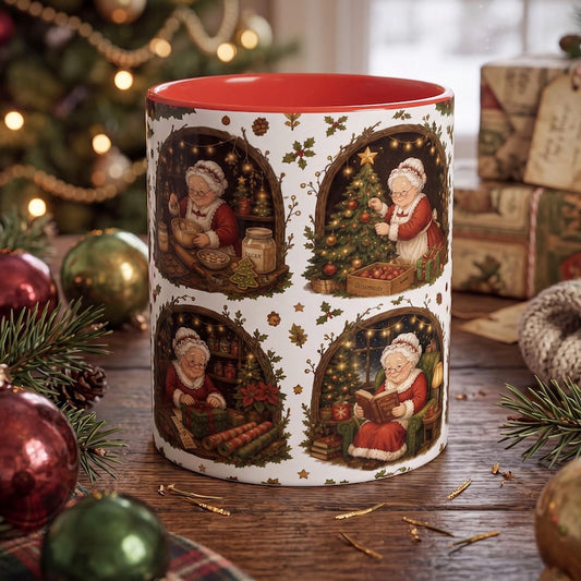 Mrs Claus Christmas Mug, Vintage Mrs Claus Coffee Cup, Christmas Gift for Her, Cute Christmas Mug, Holiday Mug Gift, Christmas Mom Mug