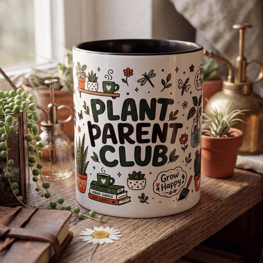 Plant Parent Club Mug, Plant Lover Coffee Mug Gift, Funny Plant Mug, Plant Mom Gift, Plant Therapy Mug, Leaf Me Alone Cup, Plant Dad Gift