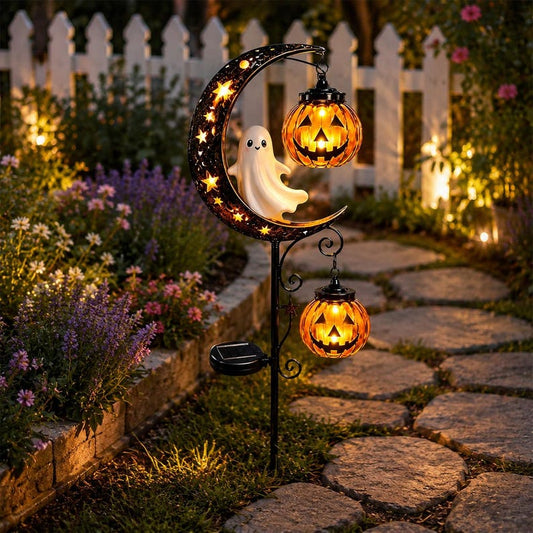Solar Halloween Garden Stake,Ghost Pumpkin Lanterns Yard Light, Outdoor Fall Pathway Decor, Holiday Garden Gift, Halloween Gift