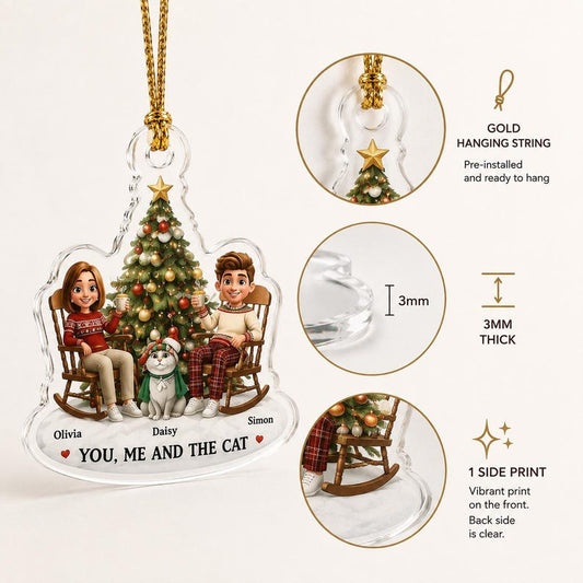 Long Distance Family Acrylic Ornament, Personalized State Christmas Keepsake, Family Across States Gift, Custom Holiday Ornament