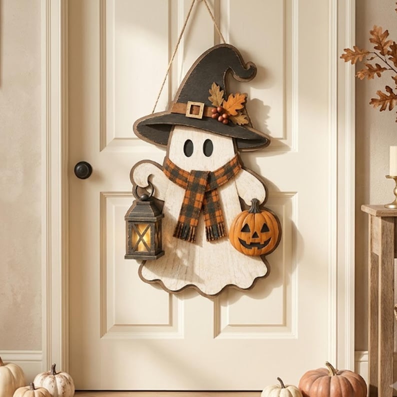 Ghost Halloween Wood Sign, Cute Wooden Ghost Decor, Rustic Fall Shelf Sitter, Farmhouse Halloween Table Decor, Spooky Autumn Gift