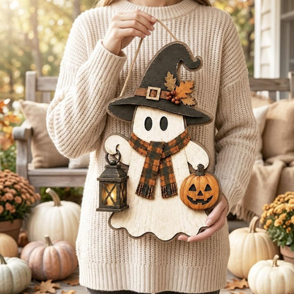 Ghost Halloween Wood Sign, Cute Wooden Ghost Decor, Rustic Fall Shelf Sitter, Farmhouse Halloween Table Decor, Spooky Autumn Gift