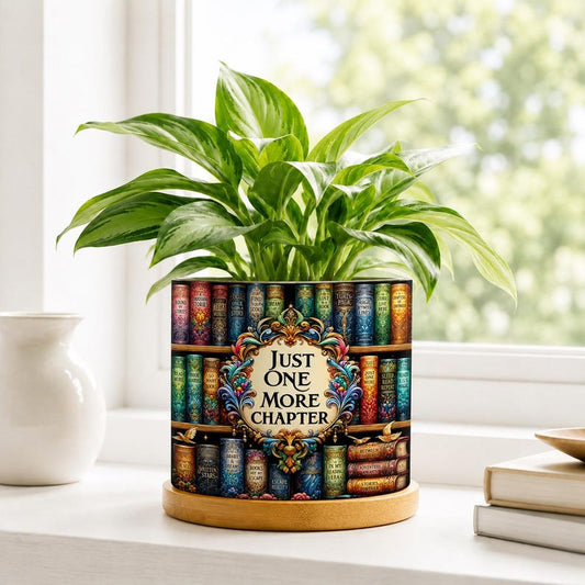 Vintage Bookshelf Library Plant Pot, Bookish Gifts For Reader, Book Lover Birthday Gift, Back To School Teacher Appreciation Gift, Book Club