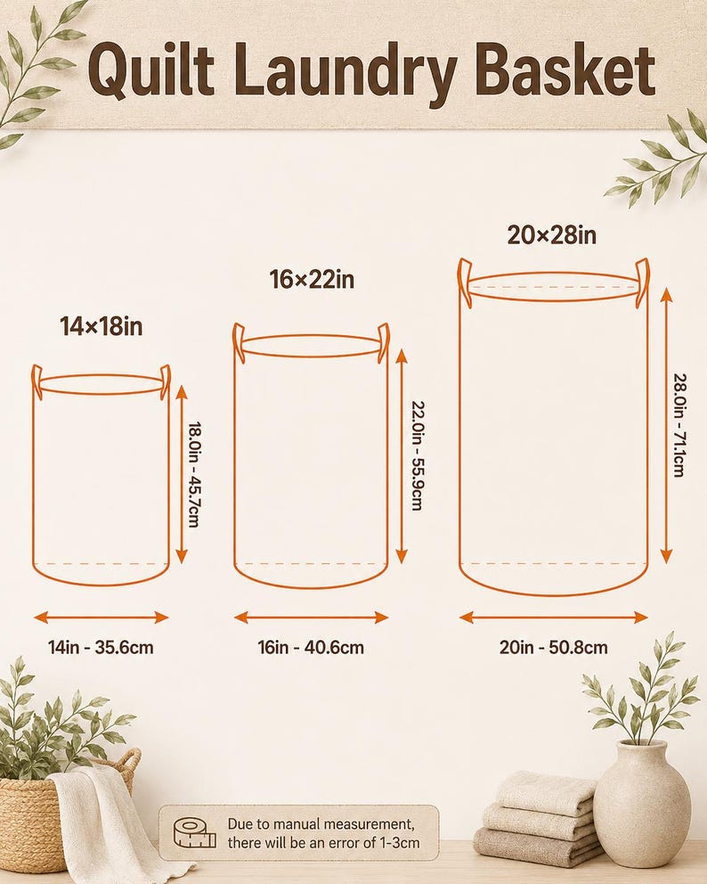 Quilted Laundry Basket, Fall Leaves Hamper, Autumn Farmhouse Storage Basket, Bedroom Organizer, Laundry Room Decor, Rustic Fall Home Decor