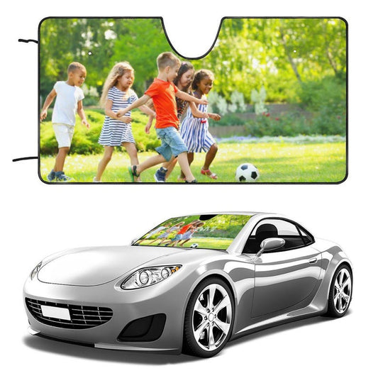 Custom Photo Text Logo Car Sun Shade, Personalized UV Heat Shield Windshield Protector