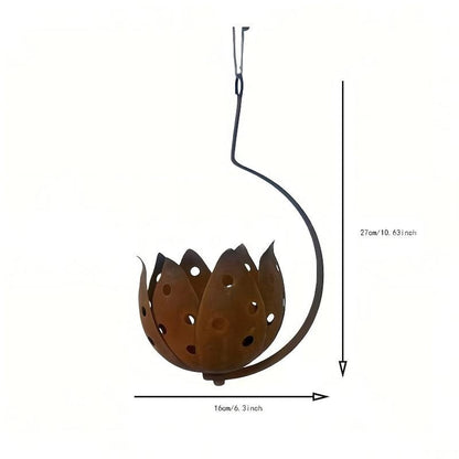 Metal Rusty Tulip candlestick figurine decoration item,Rustic Yard Art,Outdoor Bell Lawn Decor