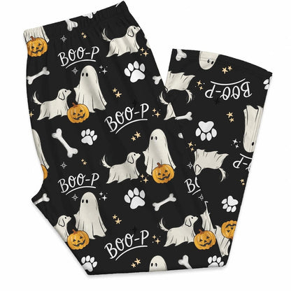 Boo-P Ghost Dog Pajama Pants, Funny Halloween Dog Pajamas, Spooky Ghost Puppy Lounge Pants, Dog Mom Halloween Gift, Cozy Fall PJs