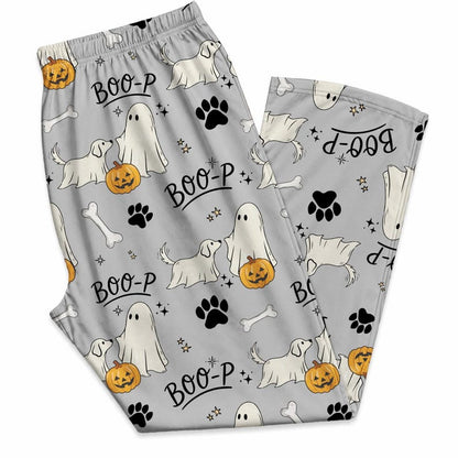 Boo-P Ghost Dog Pajama Pants, Funny Halloween Dog Pajamas, Spooky Ghost Puppy Lounge Pants, Dog Mom Halloween Gift, Cozy Fall PJs