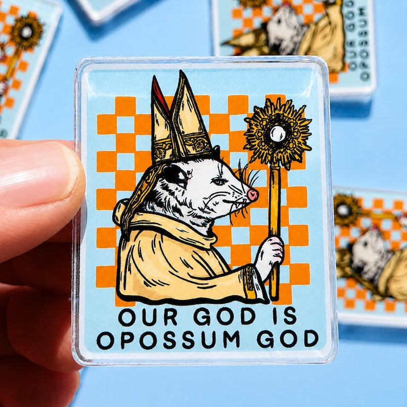 Funny Possum Magnet Opposum Gift Idea Possum Lover Decor Fridge Irreverent Humor Ironic Gift Youth Pastor Goofy Locker Magnet Catholic Humor