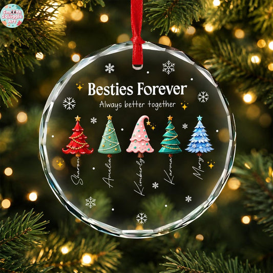 Custom Besties Name Glass Ornament 2026, Personalized Best Friends Christmas Tree Keepsake, Sisters Christmas Gift, BFF Gift