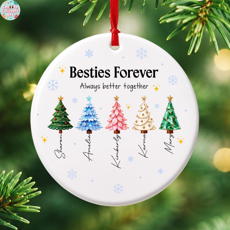 Custom Besties Name Glass Ornament 2026, Personalized Best Friends Christmas Tree Keepsake, Sisters Christmas Gift, BFF Gift