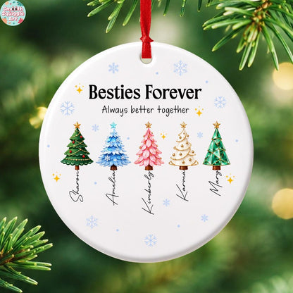 Custom Besties Name Glass Ornament 2026, Personalized Best Friends Christmas Tree Keepsake, Sisters Christmas Gift, BFF Gift