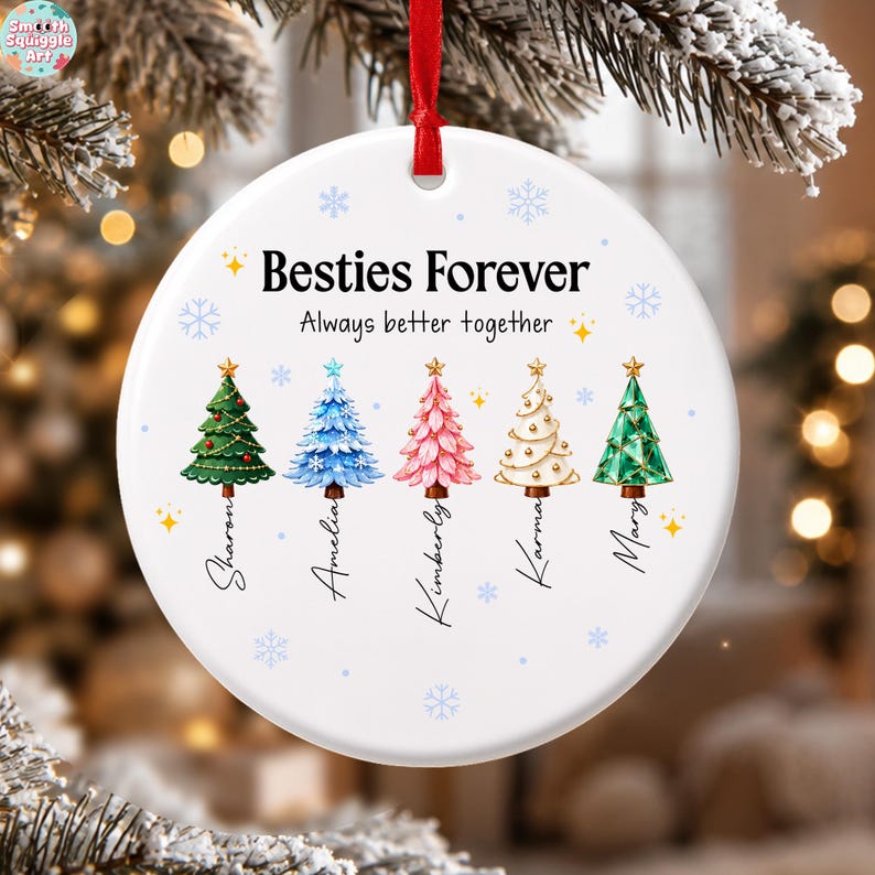 Custom Besties Name Glass Ornament 2026, Personalized Best Friends Christmas Tree Keepsake, Sisters Christmas Gift, BFF Gift