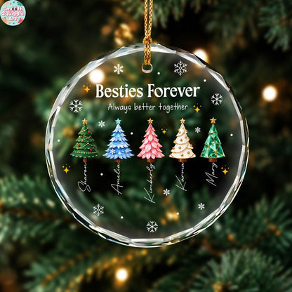 Custom Besties Name Glass Ornament 2026, Personalized Best Friends Christmas Tree Keepsake, Sisters Christmas Gift, BFF Gift