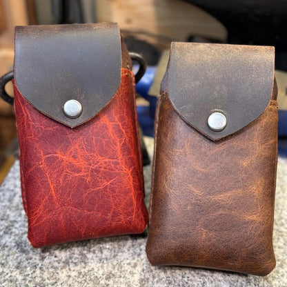 Handmade Leather Phone Case for Belt, Full Grain American Bison Holster, Made in USA