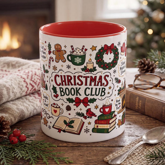 Christmas Book Club Mug, Cozy Reading Mug, Bookworm Christmas Gift, Book Lover Coffee Mug, Holiday Reading Mug, Cozy Winter Book Mug