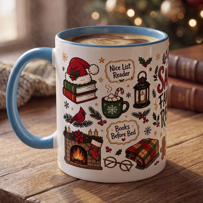 Santa's Favorite Reader Mug, Funny Bookworm Christmas Mug, Nice List Reader Gift, Cozy Book Lover Mug, Christmas Reading Mug
