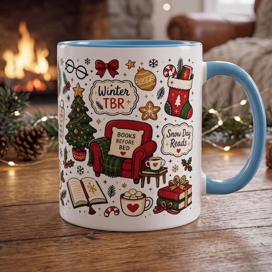 Sleigh My TBR Mug, Funny Bookworm Christmas Mug, Winter TBR Reading Mug, Cute Book Lover Gift, Holiday Reading Goals Mug, Bookish Gift