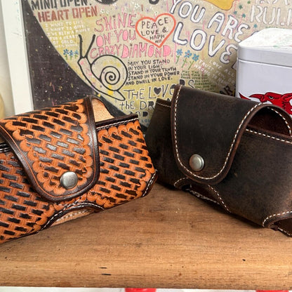 Leather Horizontal Phone Holster for Belt,  Handmade Full Grain Case, Made in USA