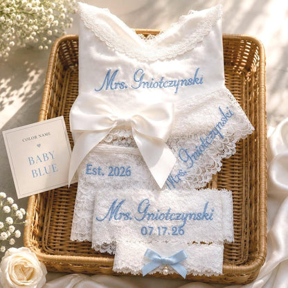 Custom Lace Underwear, Women's Lace Underwear, Bride Underwear, New Mrs Underwear, Honey Moon Outfit, Bridal Shower Gift Set, Gift for Bride