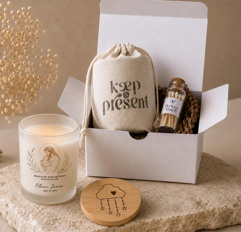 Personalized Christian Baby Memorial Candle - Custom Infant Loss Keepsake