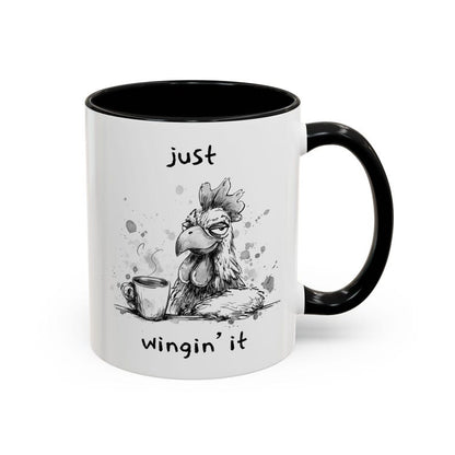 Just Wingin It Mug, Funny Chicken Coffee Mug, Sarcastic Coffee Mug, Funny Gift for Coworker, Tired Chicken Mug, Funny Morning Mug