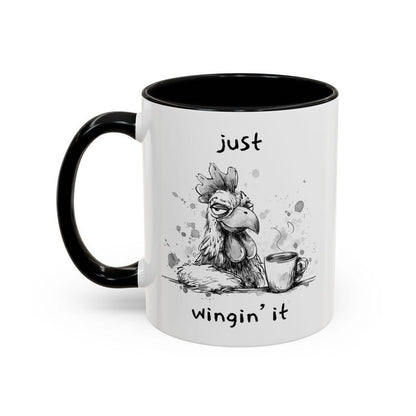 Just Wingin It Mug, Funny Chicken Coffee Mug, Sarcastic Coffee Mug, Funny Gift for Coworker, Tired Chicken Mug, Funny Morning Mug