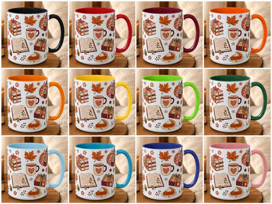 Cozy Fall Book Lover Mug, Autumn Reading Coffee Cup, Pumpkin Spice Mug, Bookish Gift for Her, 11oz 15oz Ceramic Accent Mug
